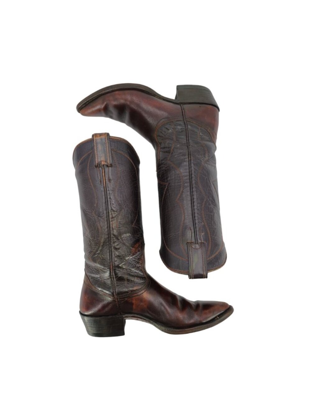 Vintage 1960s Nocona Cowgirl Boots Womens 5.5C Brown Leather Cowboy Western USA - Picture 10 of 16